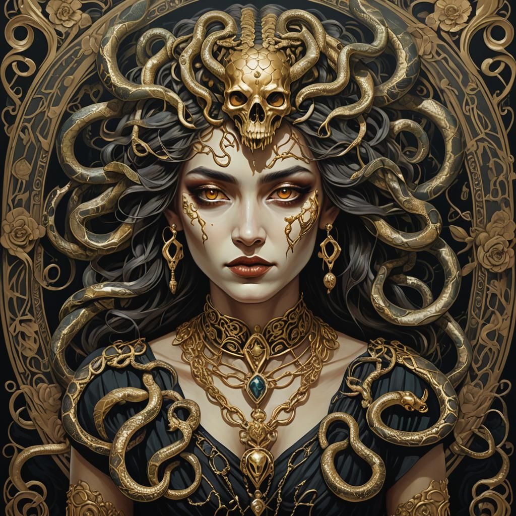 Coatlicue Portrait in Art Nouveau Style