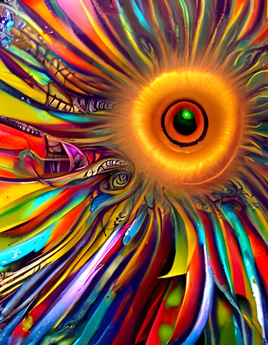 Psychedelic Eye Explosion in Surrealist Style