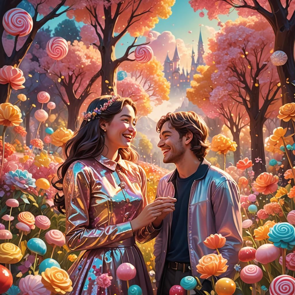 Candy Art: Two People Sharing a Sweet Moment