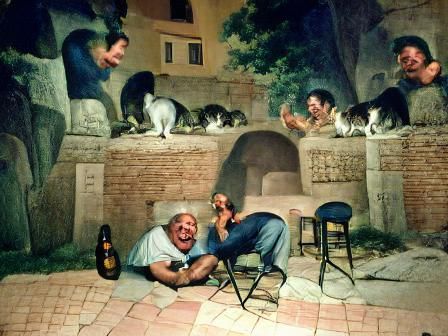 Man Tells Jokes to Cats, in Renaissance Style
