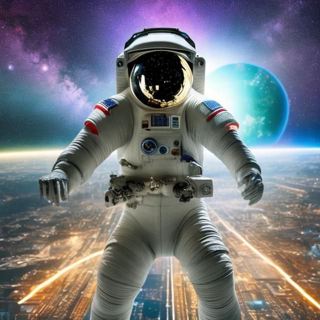 Astronaut and Spaceship on Alien Planet in Sci-Fi Style