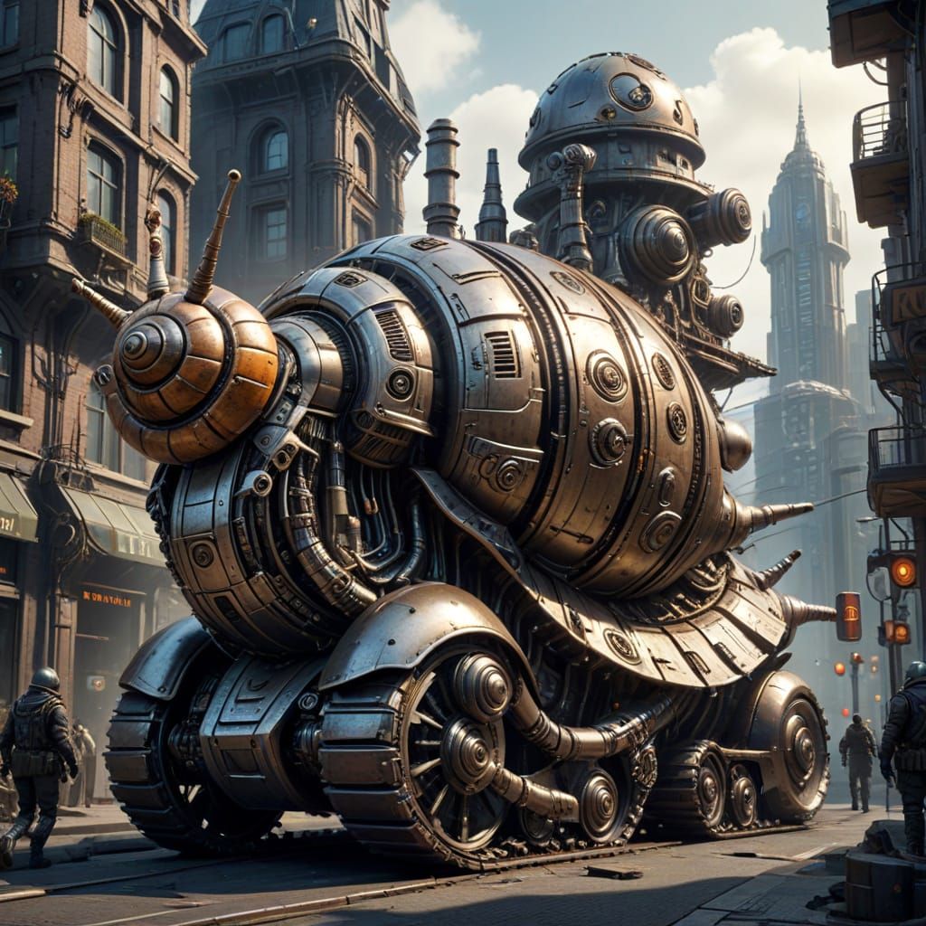 A Military Robosnail In metropolis.