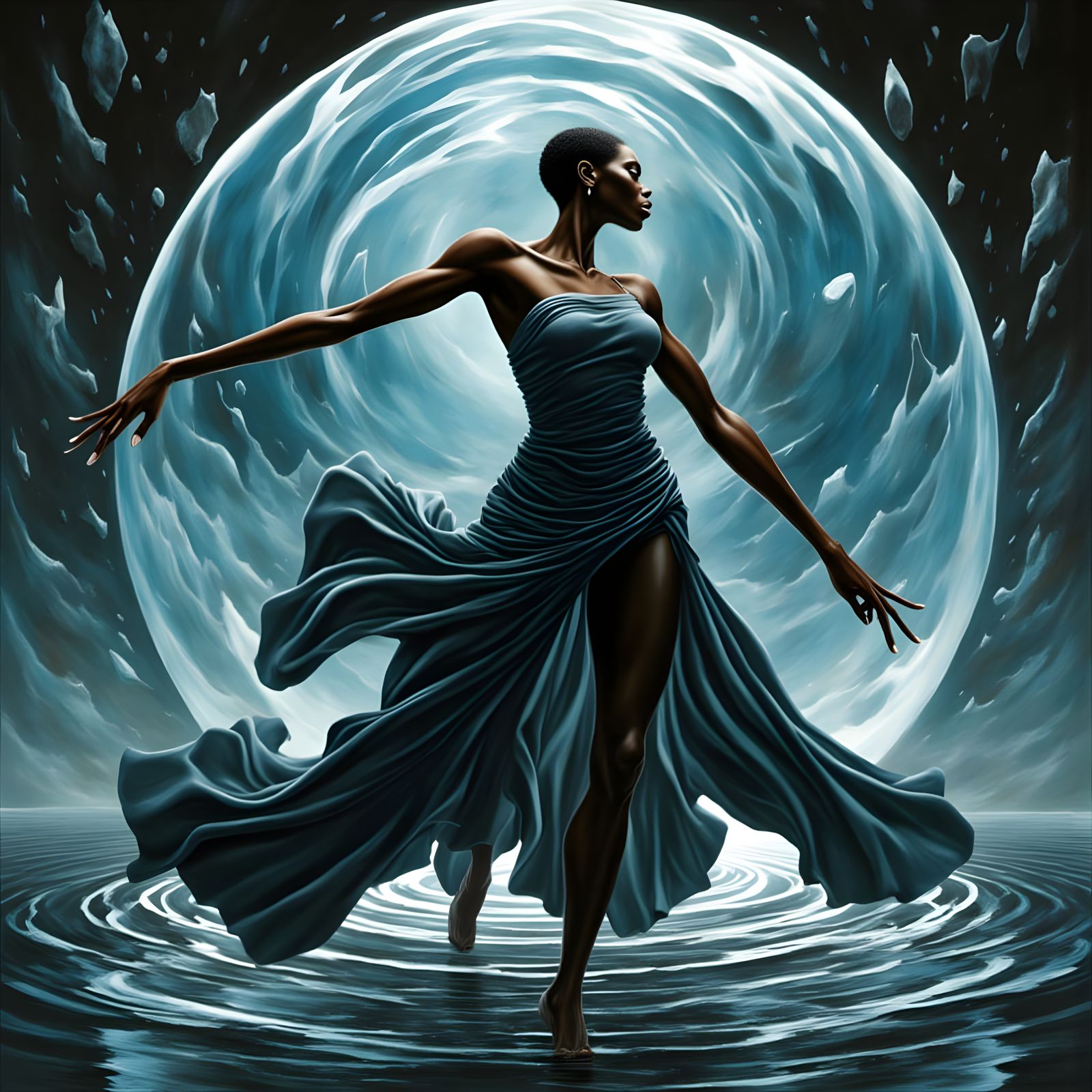 Surreal Portrait of Dancer with Giant Iris