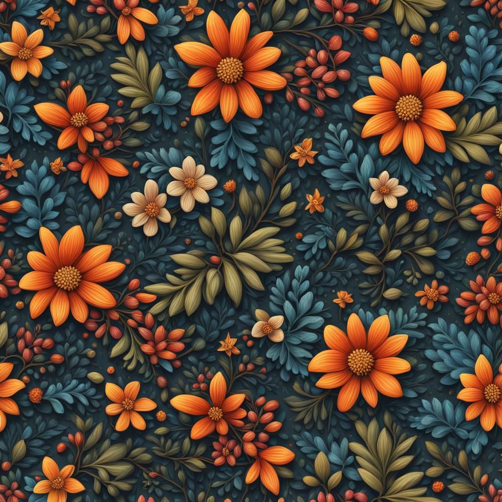 Rifle Paper Style Floral Pattern in Pop Graphic Art