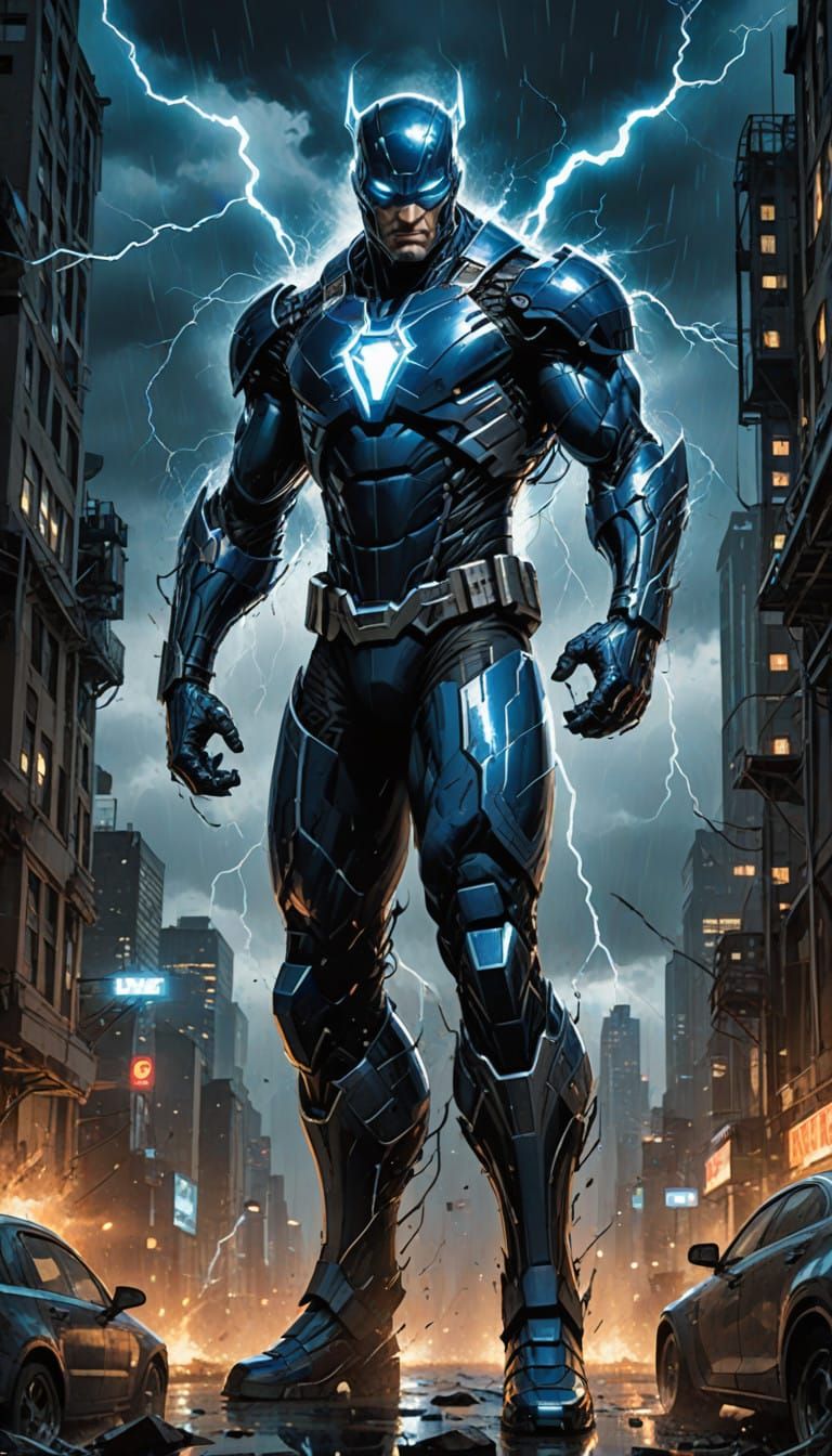 Stormy Hero Emerges in Electrifying Blue and Black
