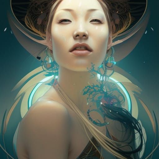 Yin and Yang Woman Portrait in Digital Art Style