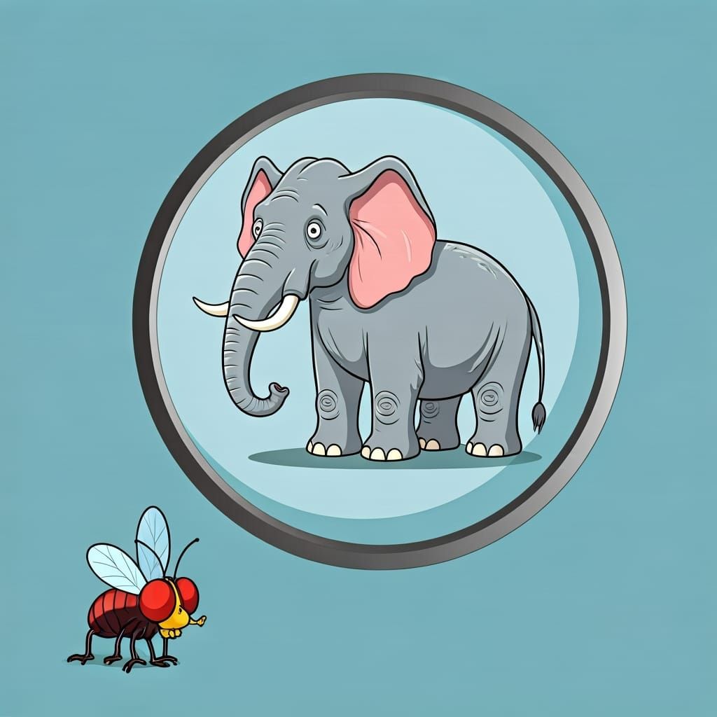 Fly to Elephant Transformation: Exaggerated Comic Art