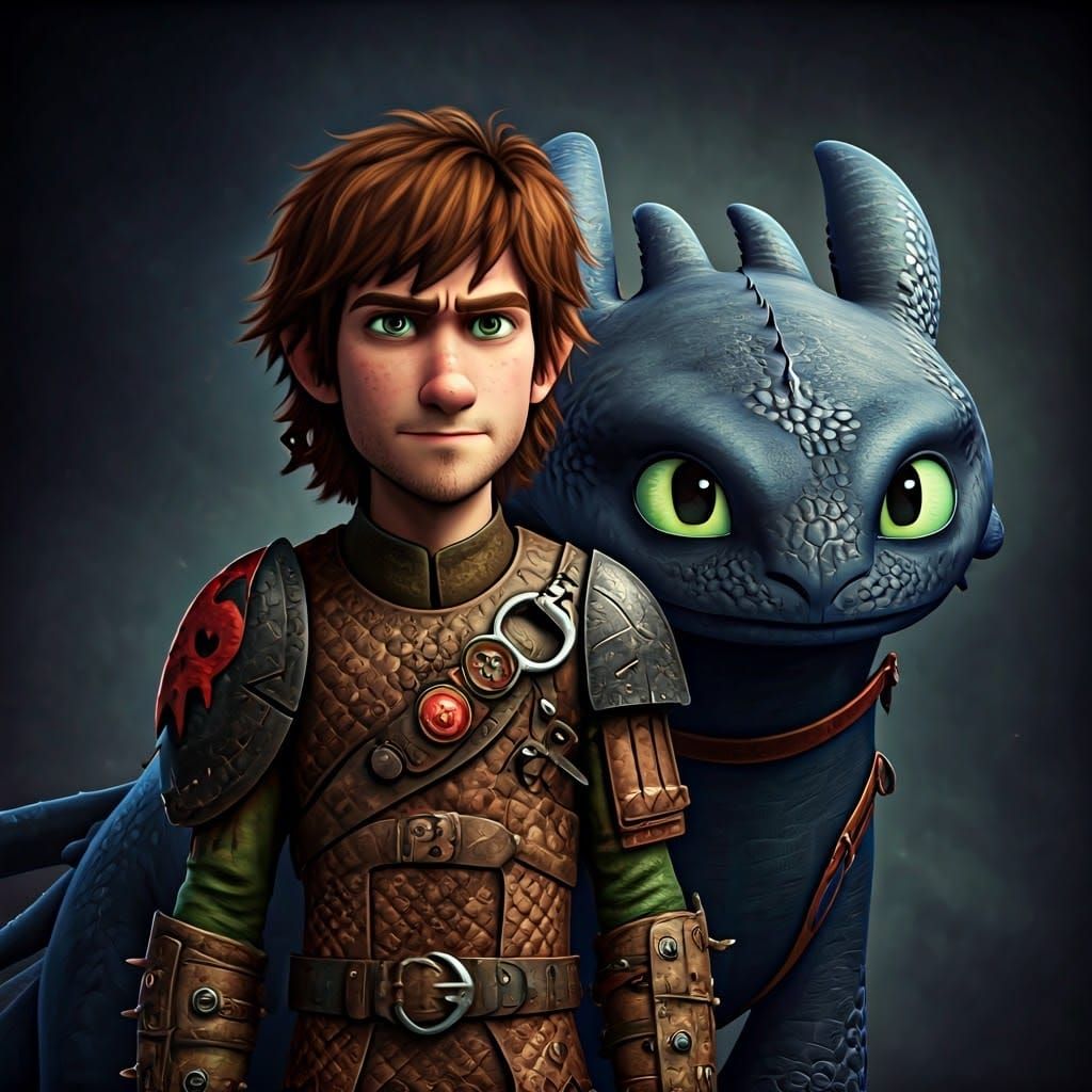 Hiccup and Toothless: Detailed Matte Painting