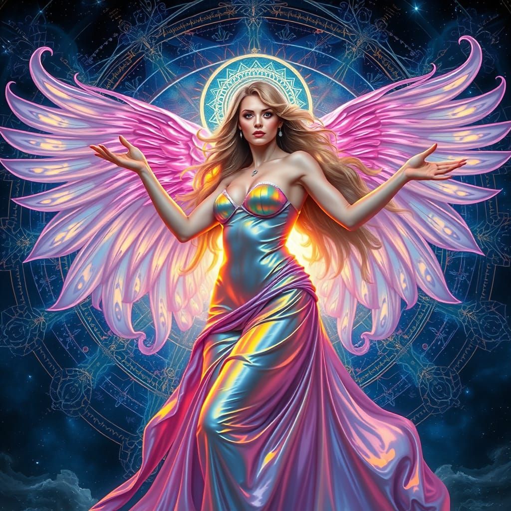 Celestial Goddess with Chrome Skin and Cosmic Energy