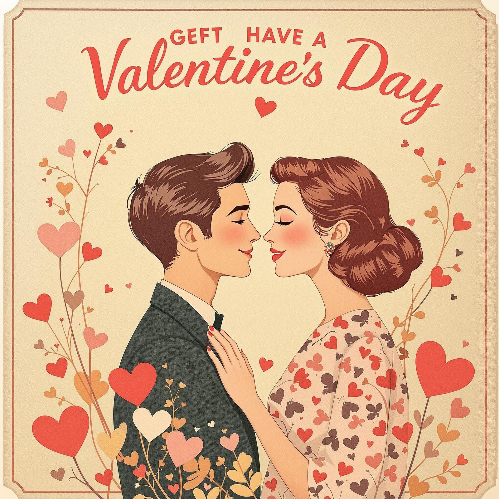 Vintage Valentine's Day Card Design with Classic 1950s Typog...