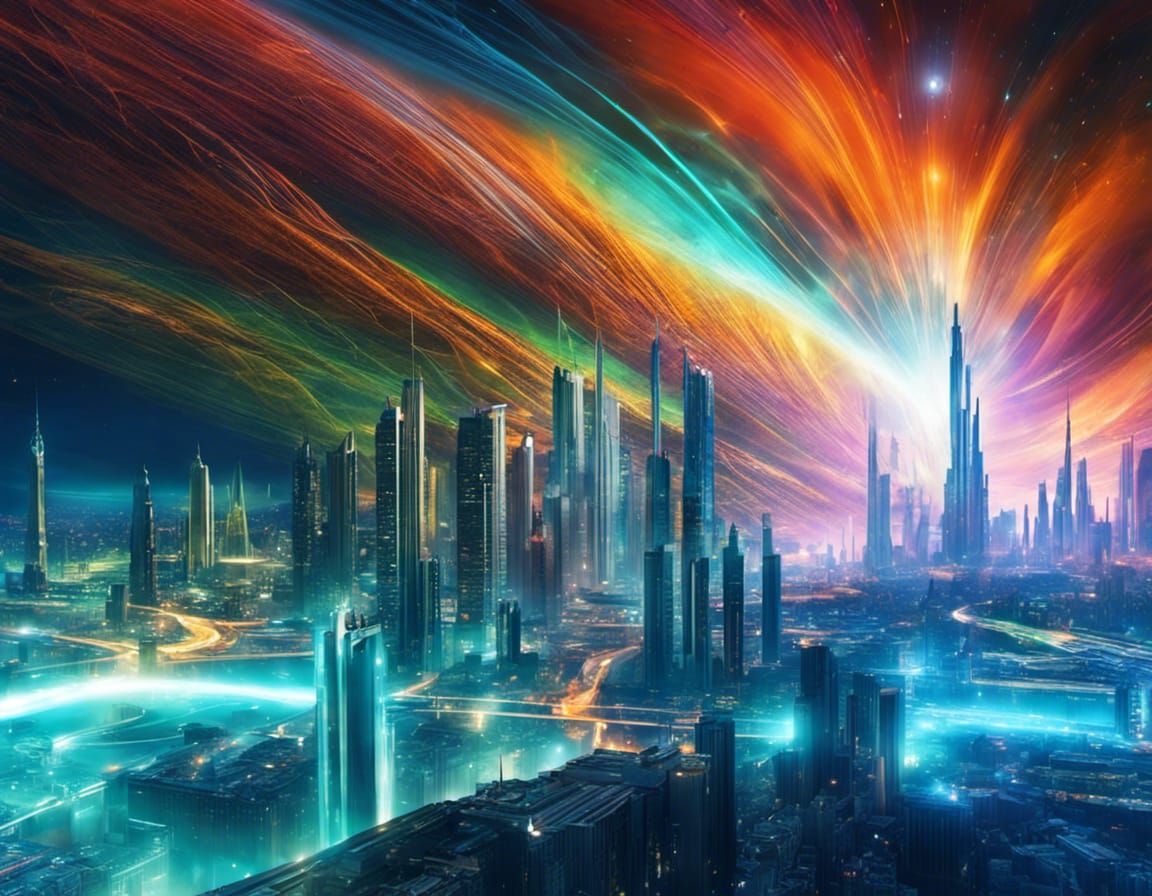 Retrofuturistic Cities Collide: An Epic Cosmic Explosion