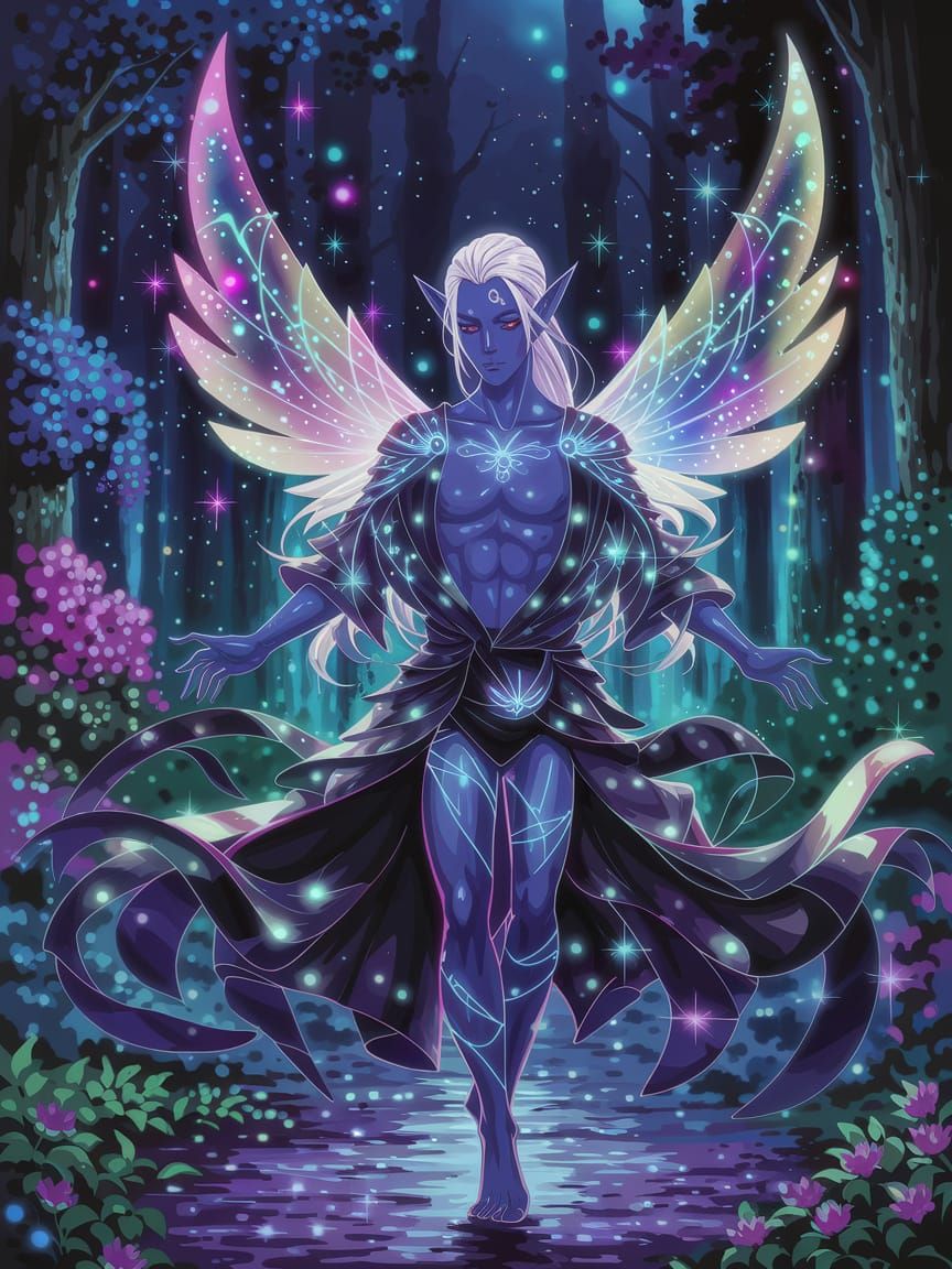 Dark Elf in Mystical Forest, in Delicate Dark Fantasy Manga ...