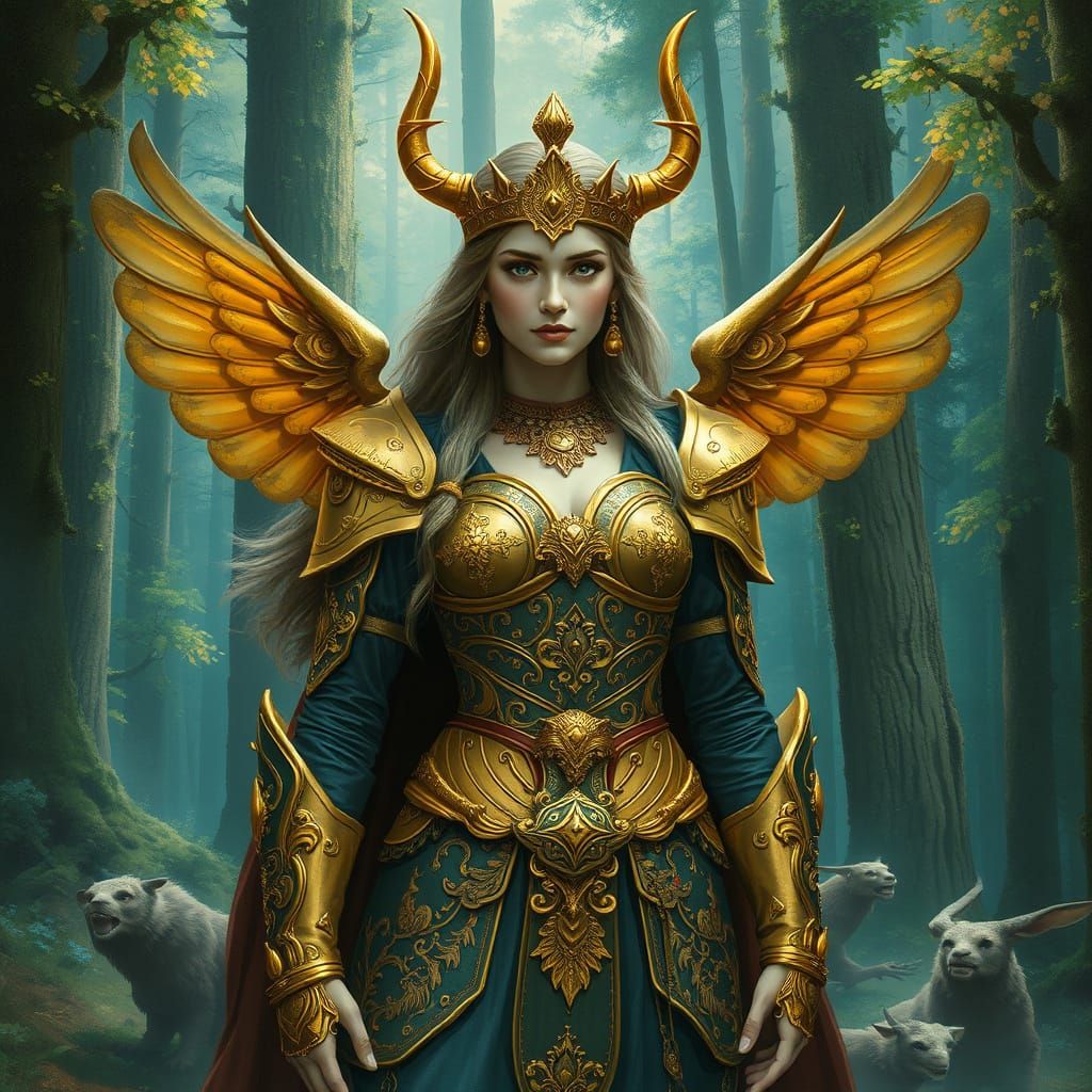 Norse Goddess Freya in Enchanted Forest