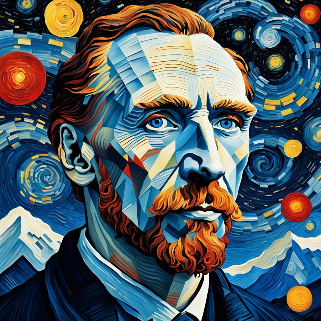 Geometric Van Gogh Portrait in Fantasy Concept Art Style