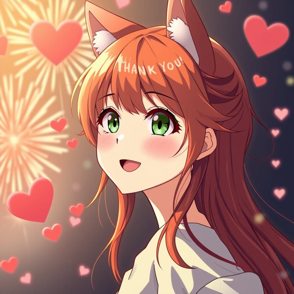 Kawaii Japanese Woman Celebrates 2000 Followers in Vibrant H...