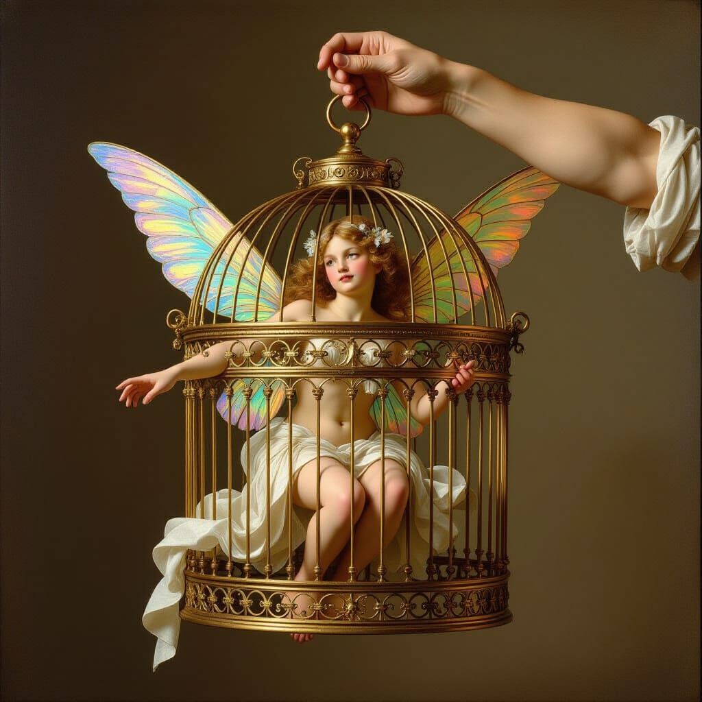Fairy Imprisoned in Golden Cage, Renaissance Style