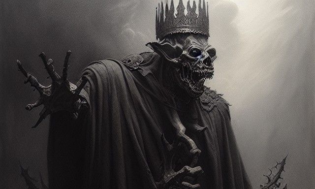 Hyperdetailed Charcoal Portrait of Goblin King