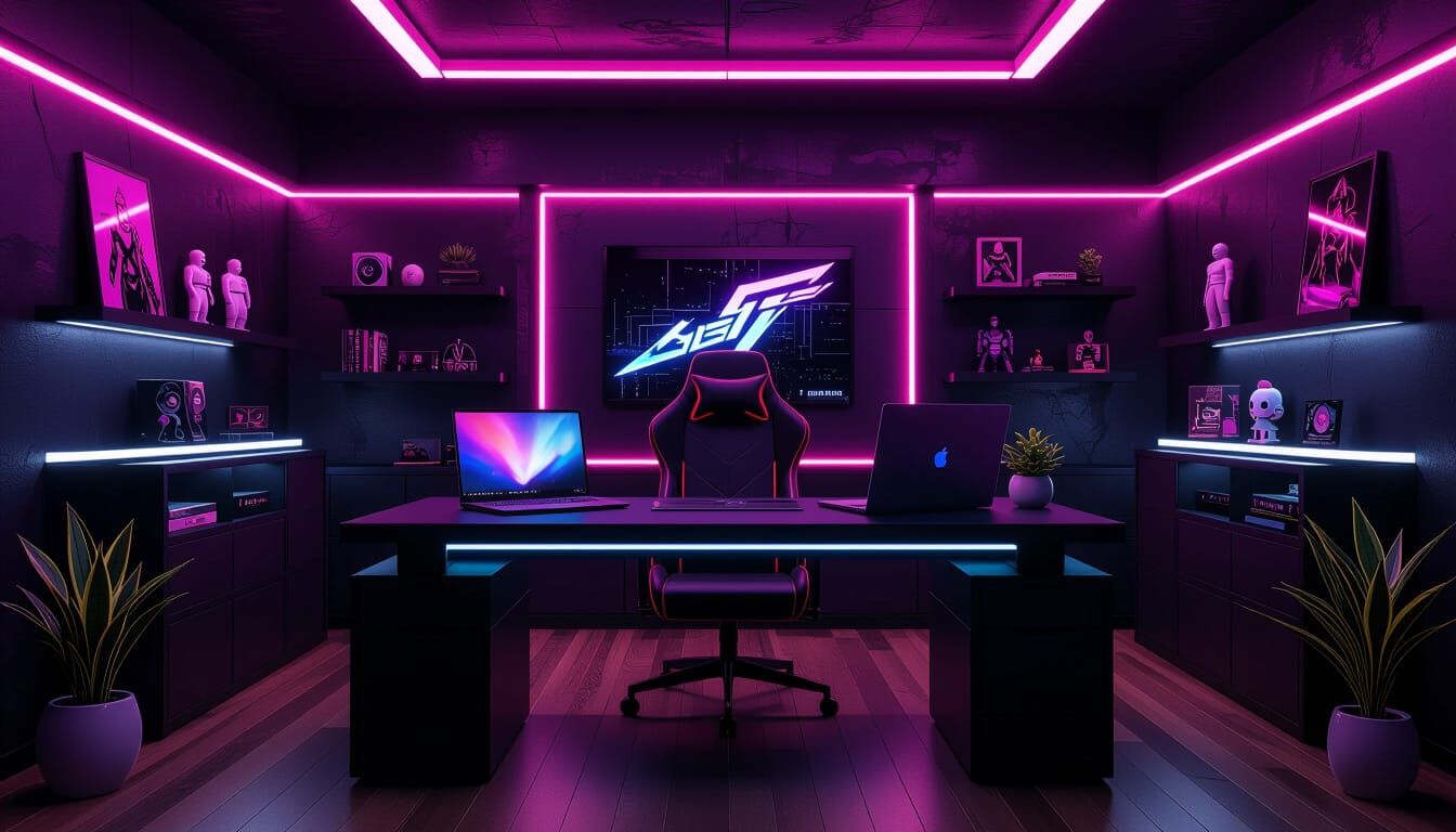 Cyberpunk Creator Studio with Neon Lighting
