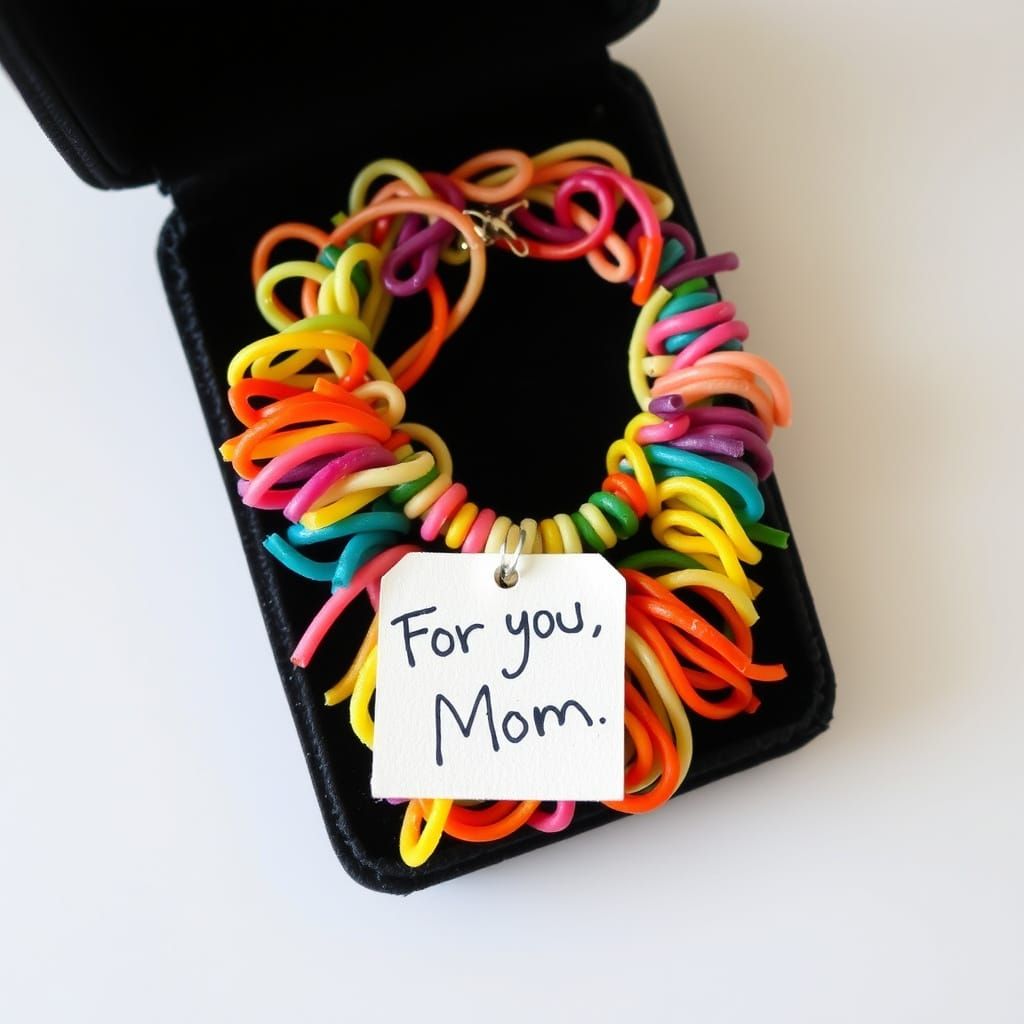 Child's Folk Art Handmade Necklace in Whimsical Velvet Case