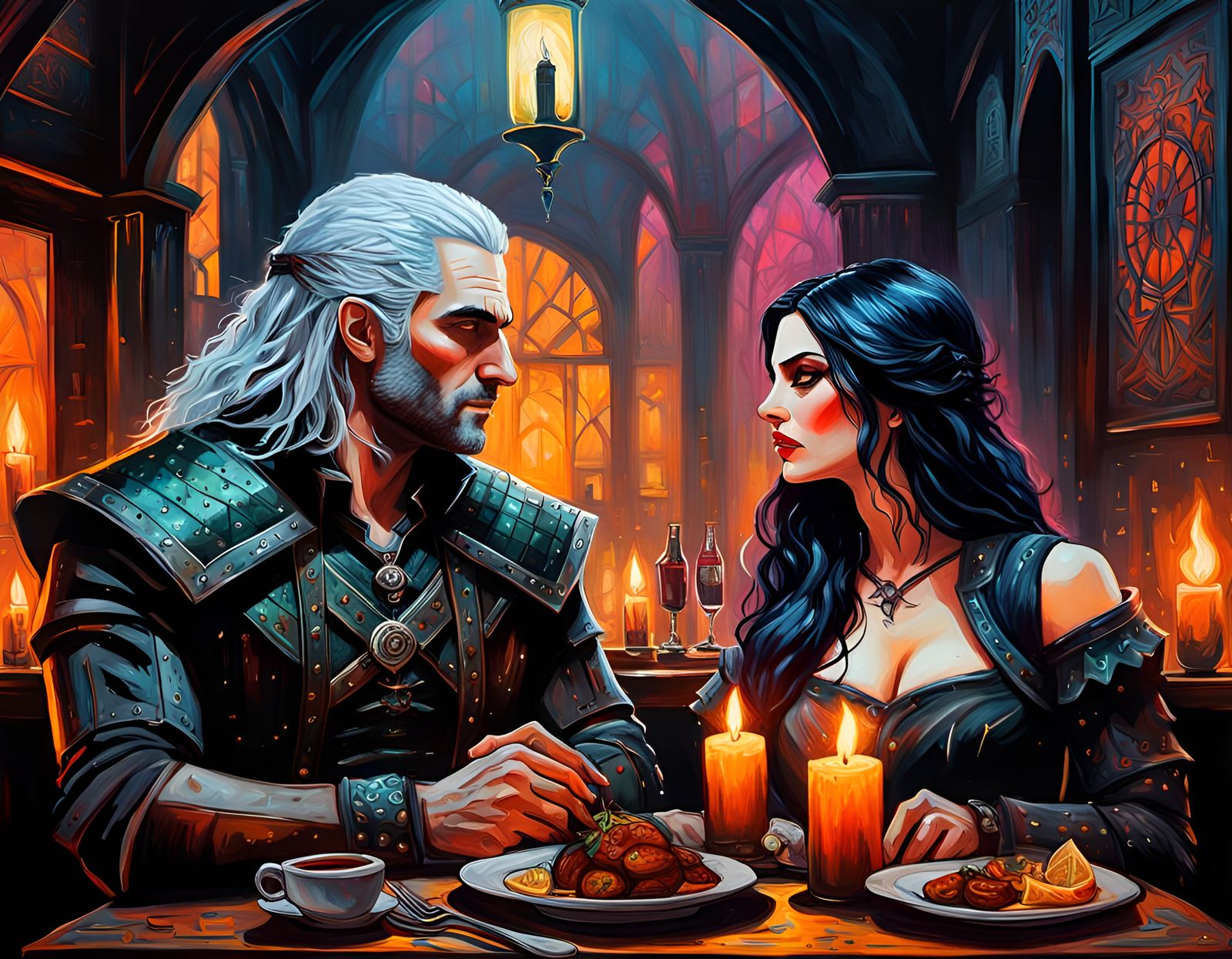 The Witcher Geralt of Rivia. Having a romantic dinner with Y...