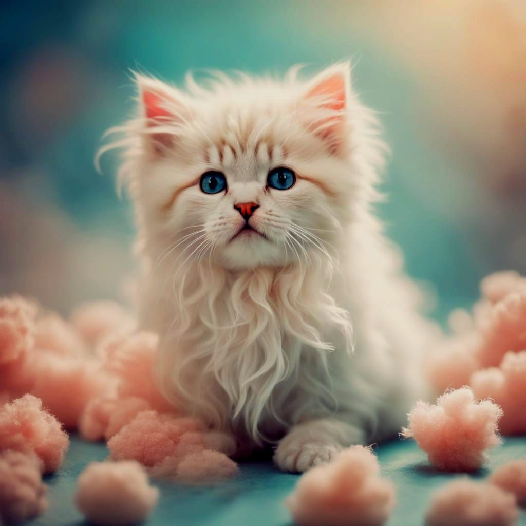 Kitten Snuggled in Cotton Wool