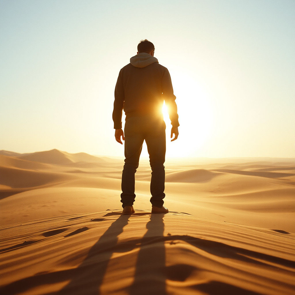 Arid Desert Landscape with Cinematic Golden Light