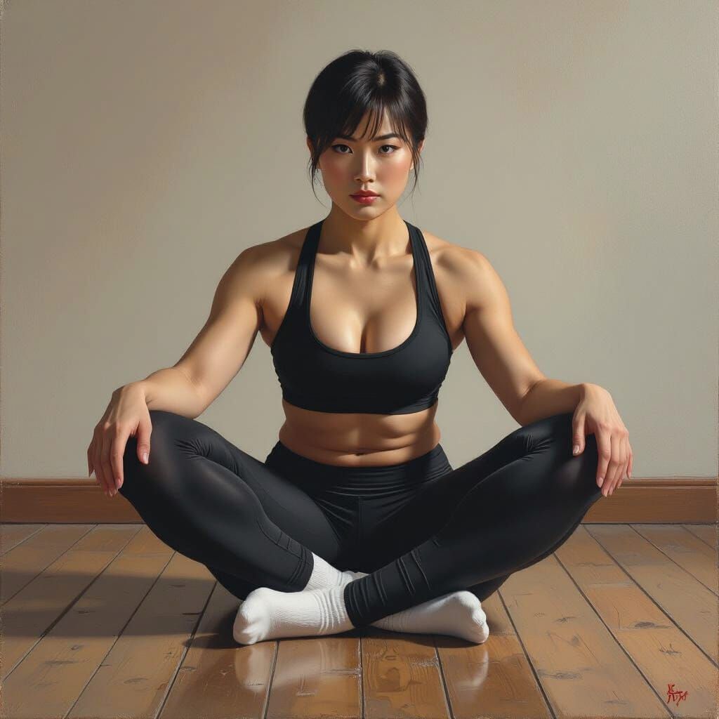 Powerful Chinese Woman in Straddle Split