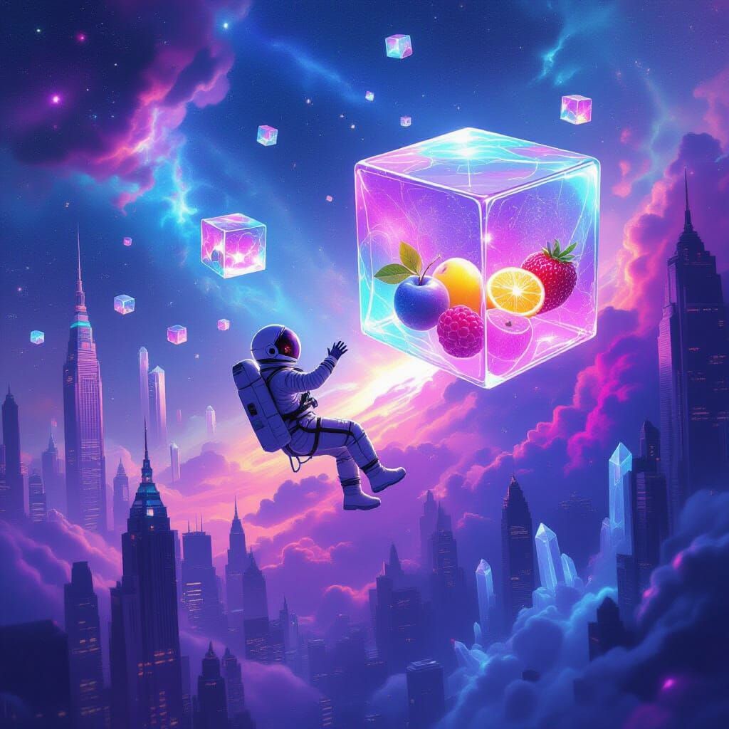 Astronaut in Neon Futuristic Gelatinous Utopia