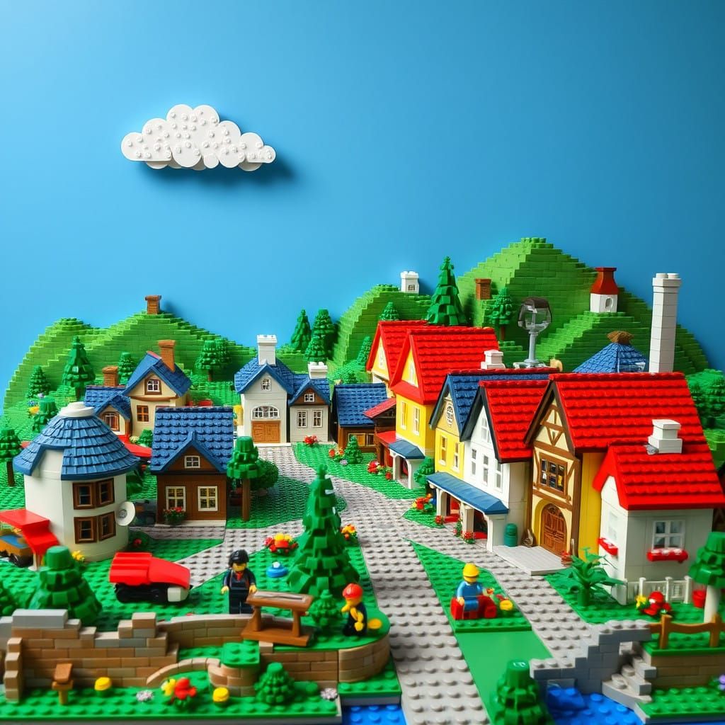 Vibrant Lego Village in Colorful Blocks