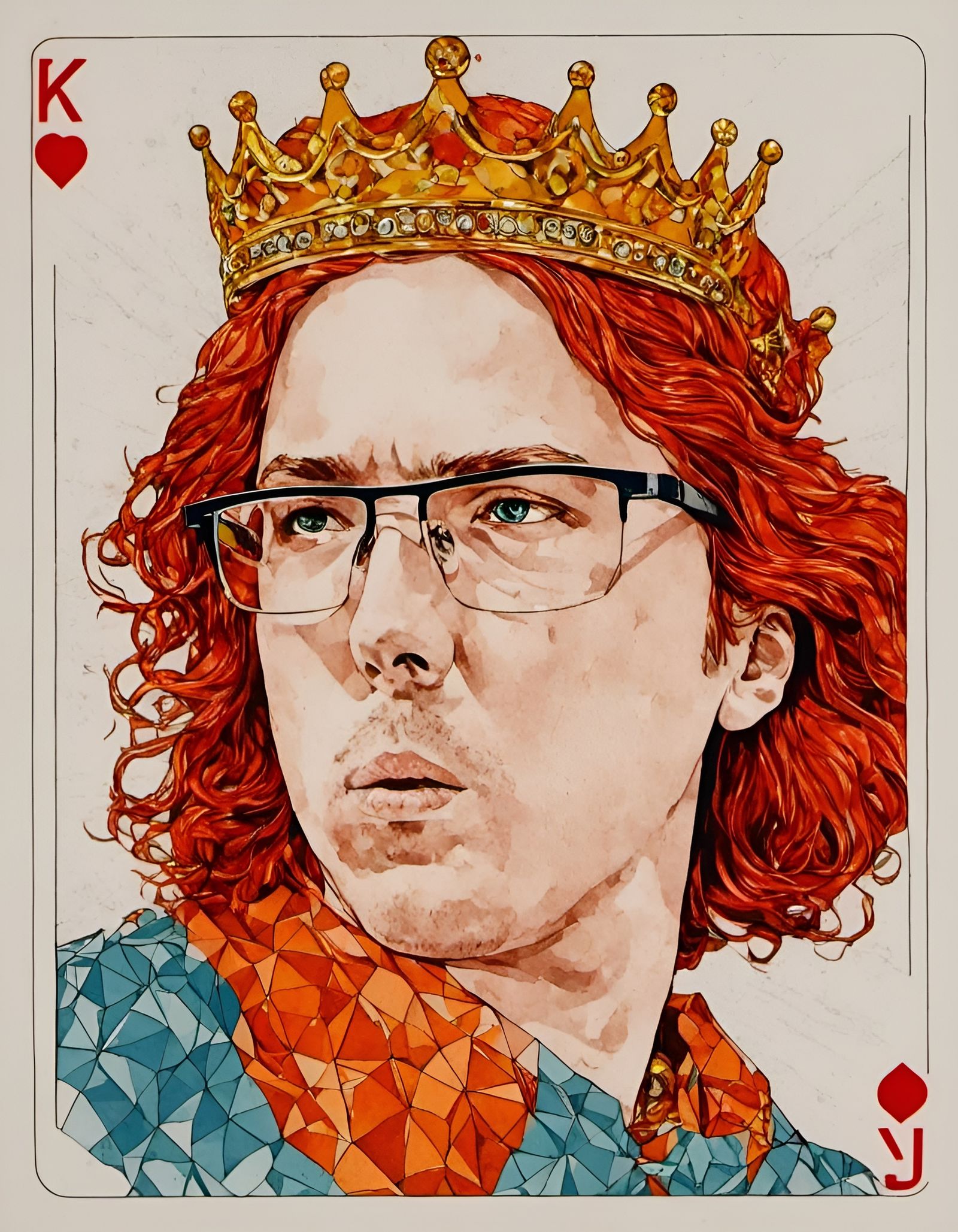 King of Diamonds Card in Cartoon Style