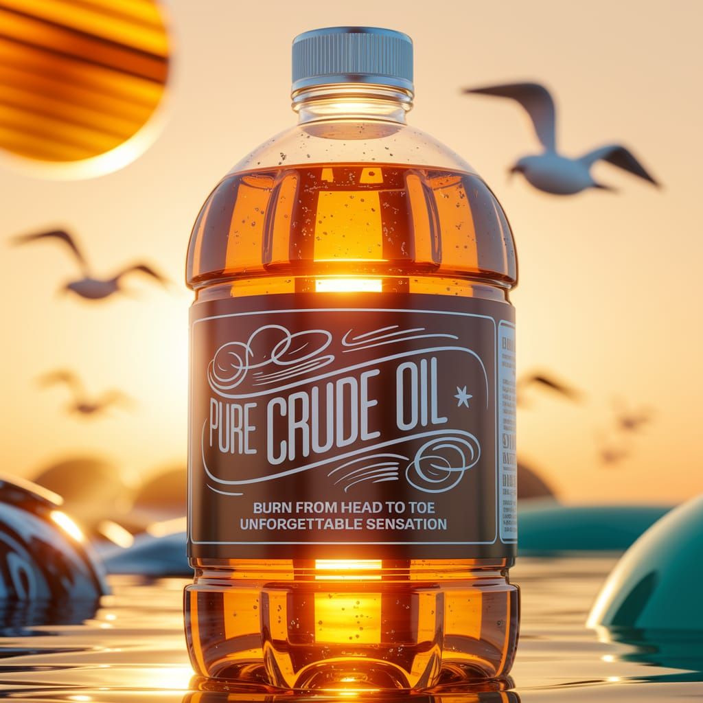 Vibrant Cartoon Oil Bottle with Shimmering Golden Oil