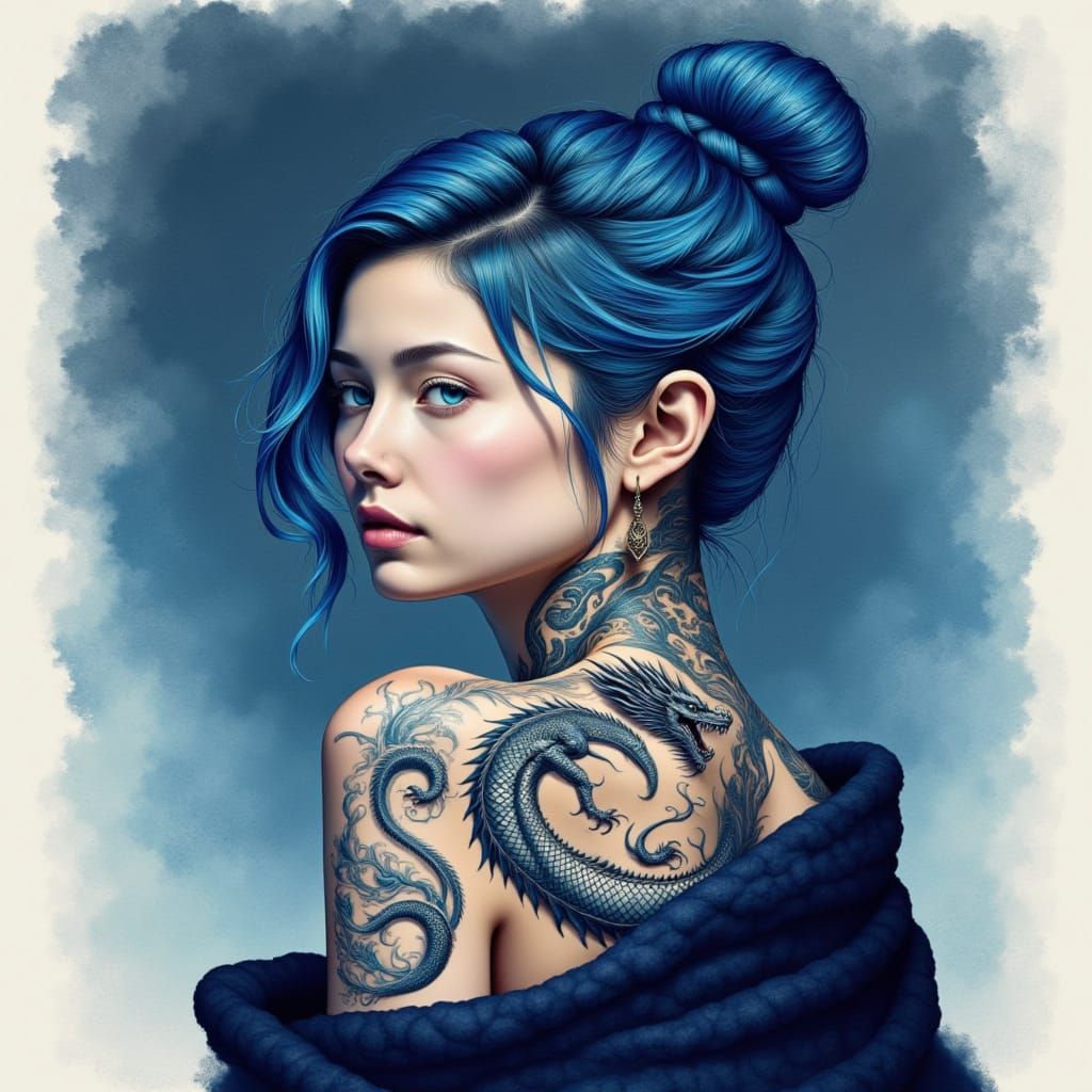 Dragon Tattoo Ink Illustration on Vellum