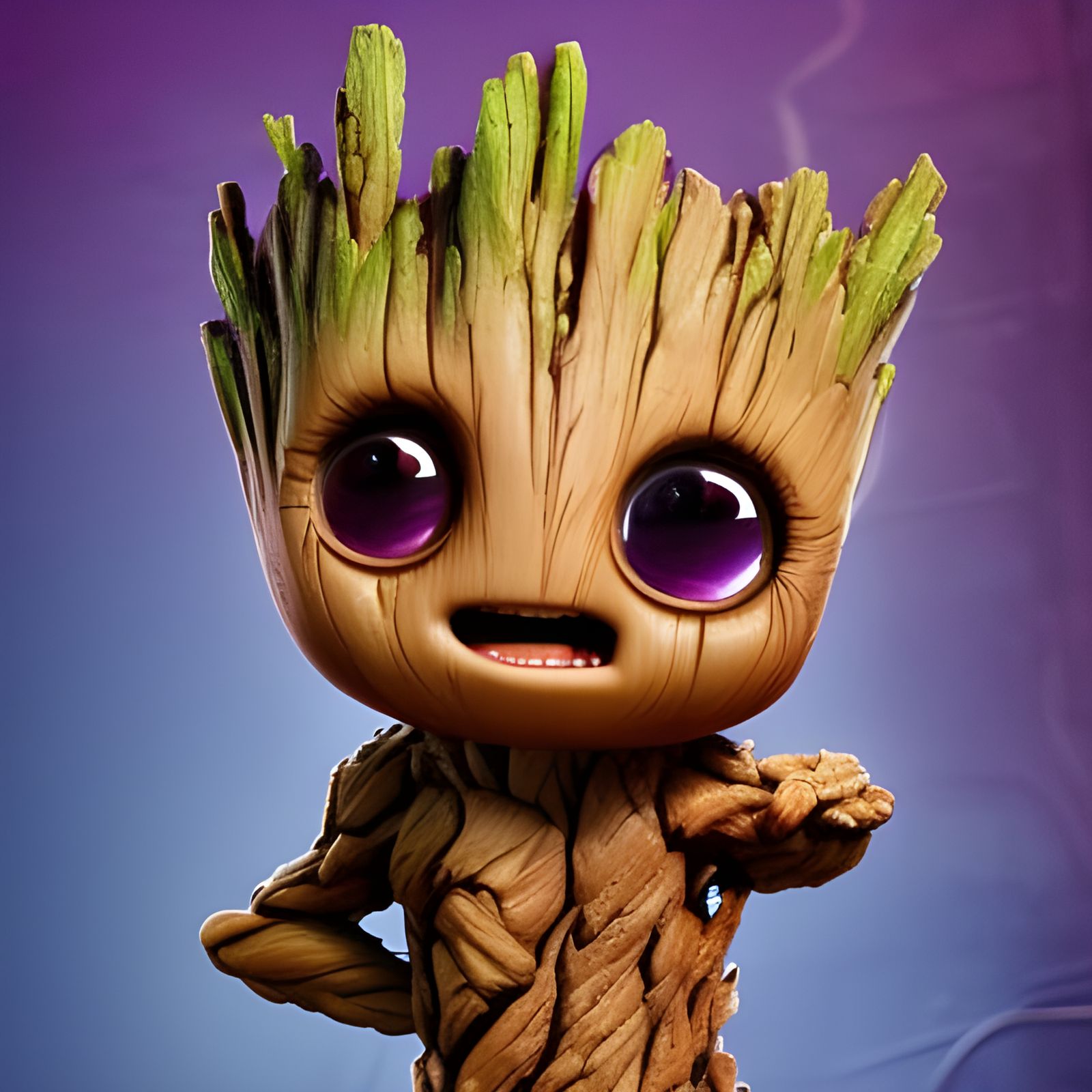Adorable Chibi Groot with Sparks at the Pool