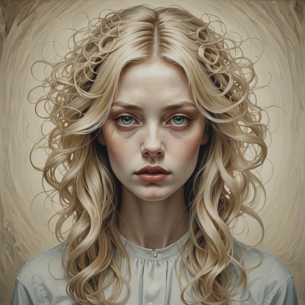 Surreal Blonde Portrait in Dreamlike Style