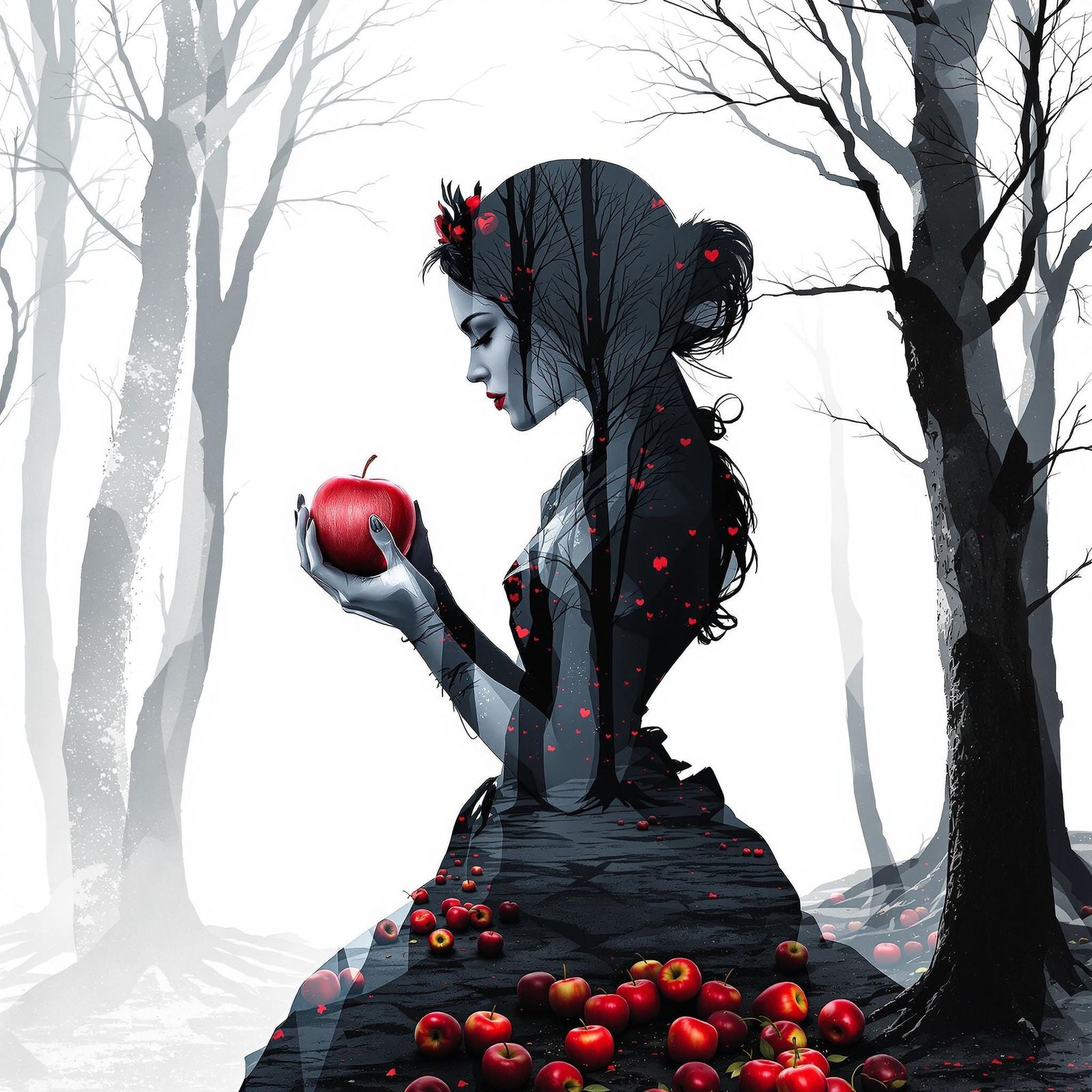 Dark Fairy Tale Fusion: Snow White in Macabre Wonderland