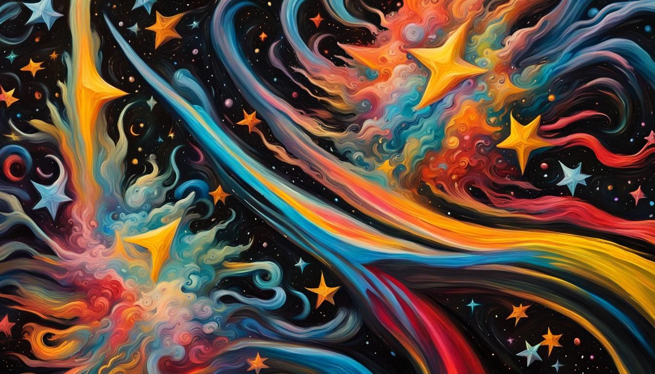 Vivid Impasto Star Cluster Spinning Wildly