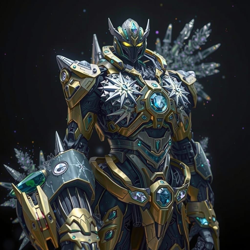 Translucent Mecha Emitting Frost in Cosmic Atmosphere