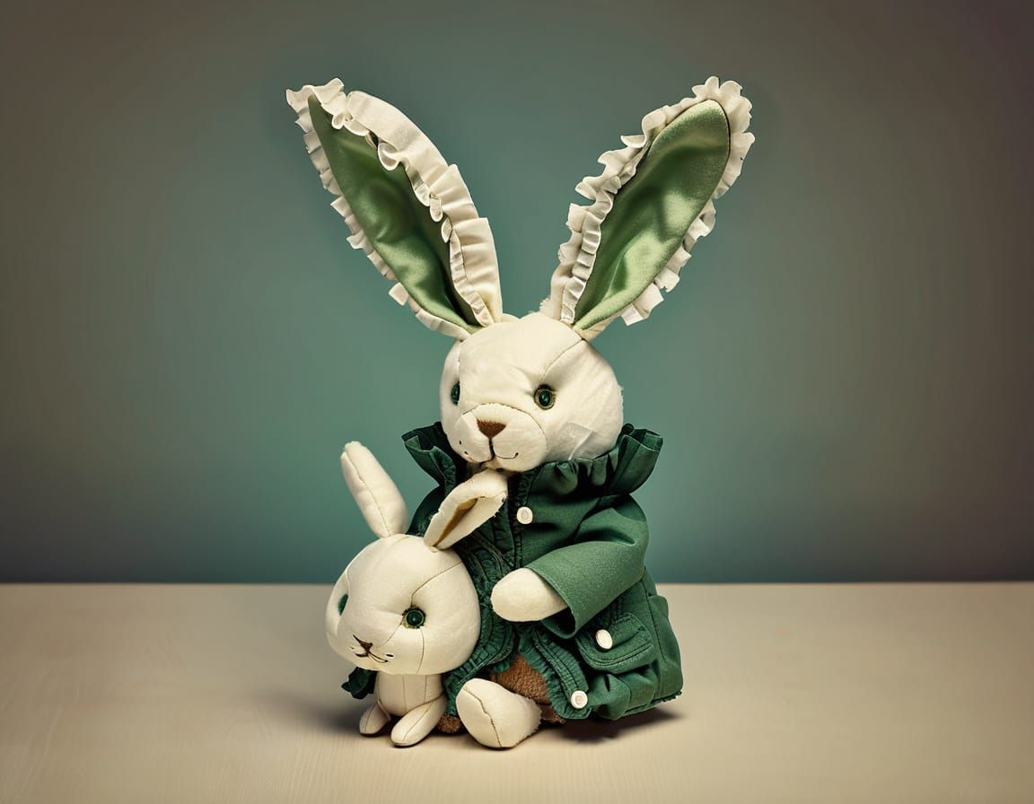 Toy Rabbit with Frilly Jacket Portrait