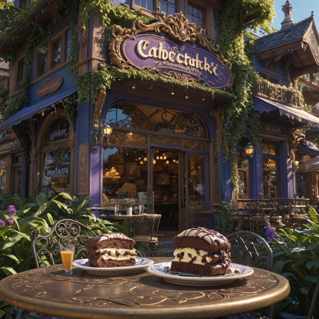 A baked chocolate syrup covered cake stuffed with Bavarian c...