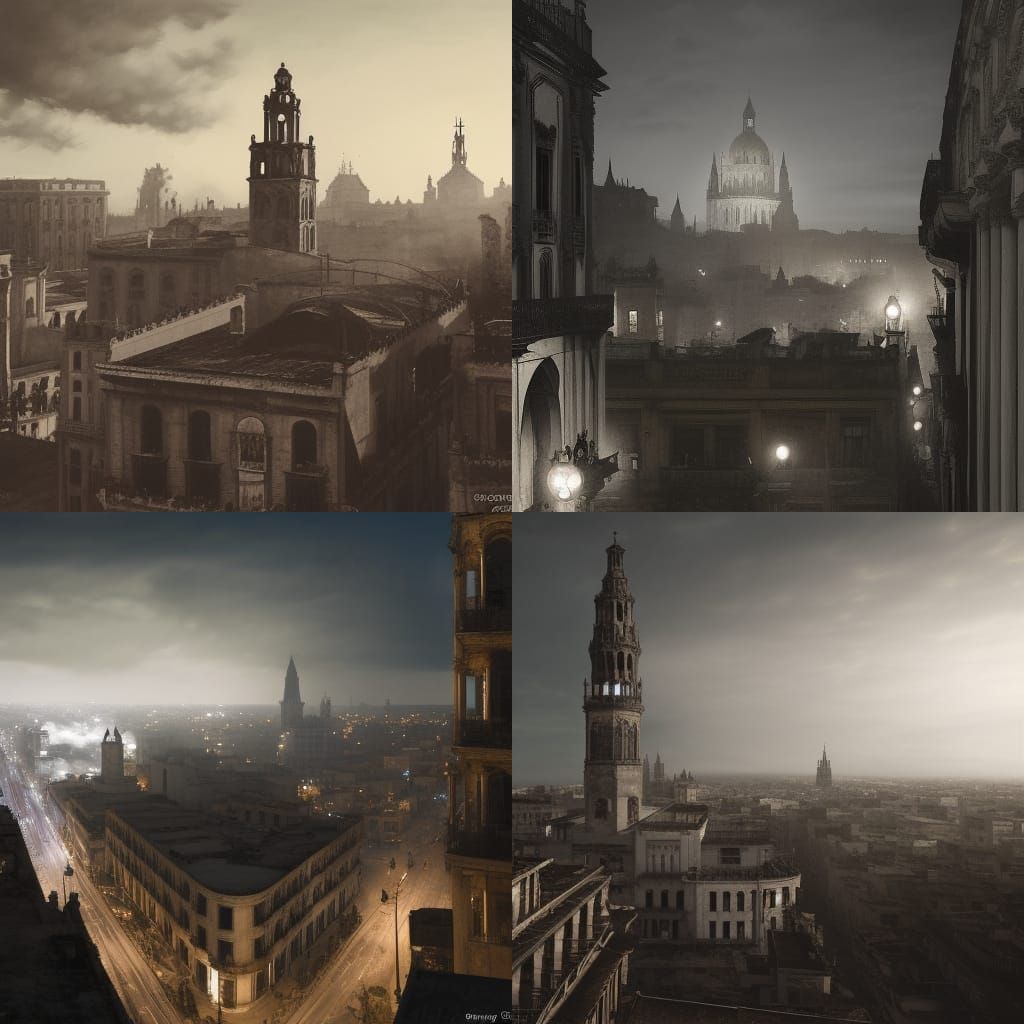 Havana Film Noir: Gothic Victorian Cathedral at Night