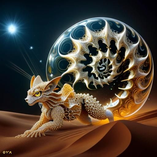 Sand Creature Dissolving in a Swirl of Sand