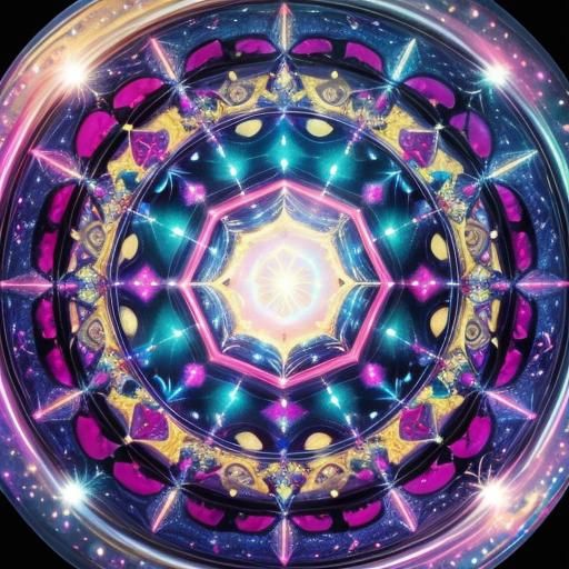 Shimmering 3D Orb with Gold Flecks and Neon Highlights