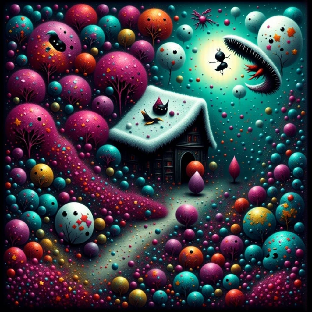 Gore and Glitter in a Dark Theater Setting