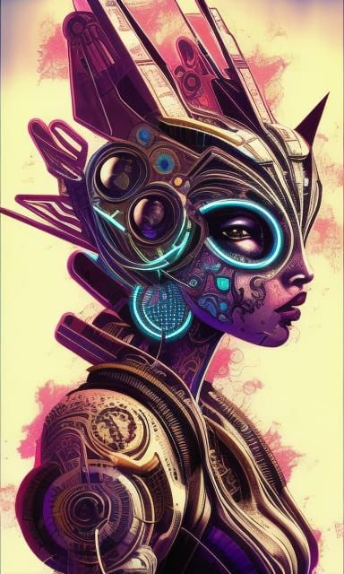 Cosmic Cyberpunk Supermodel in Tech Noir Style