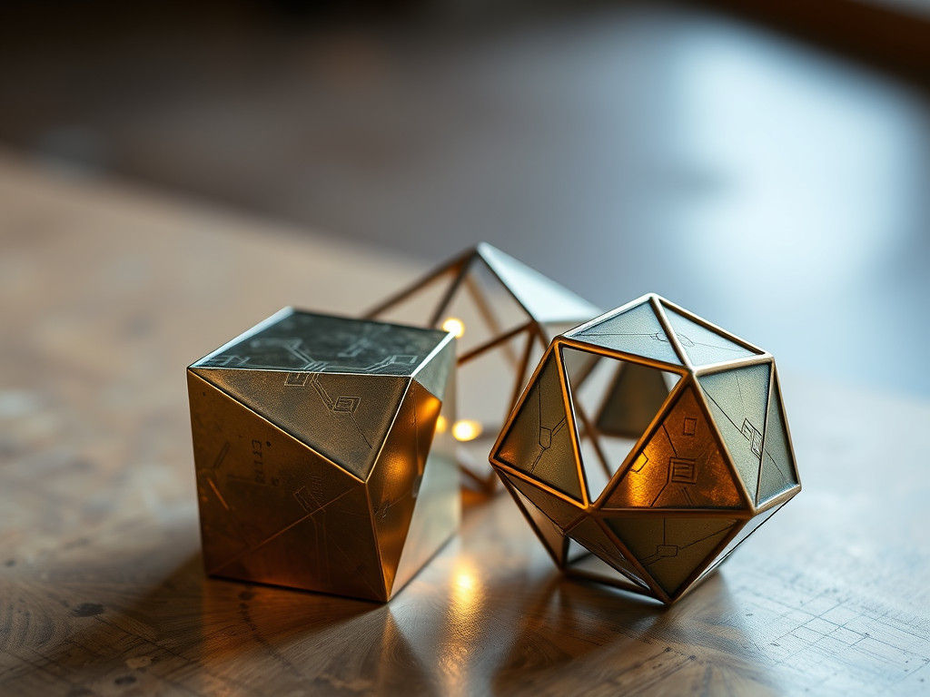 Bronze Platonic Solids with Lighted Circuits