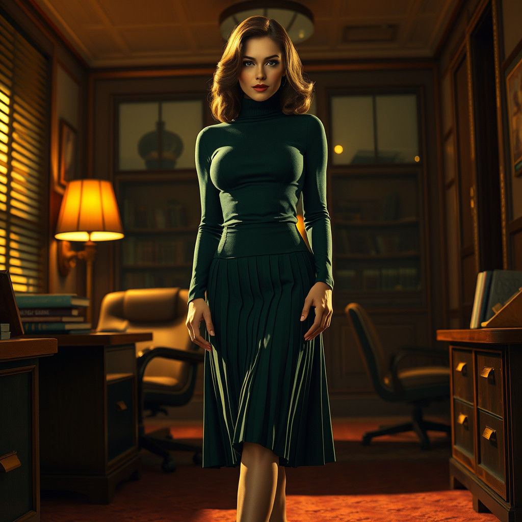 Vintage Pulp Art Woman in Office