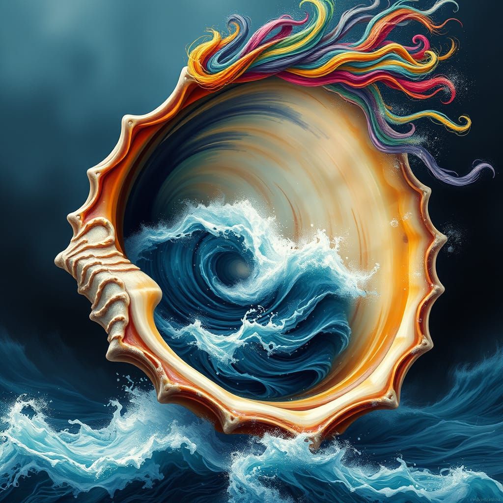 Mystical Sea Goddess Unleashes Turbulent Ocean Within Conch ...