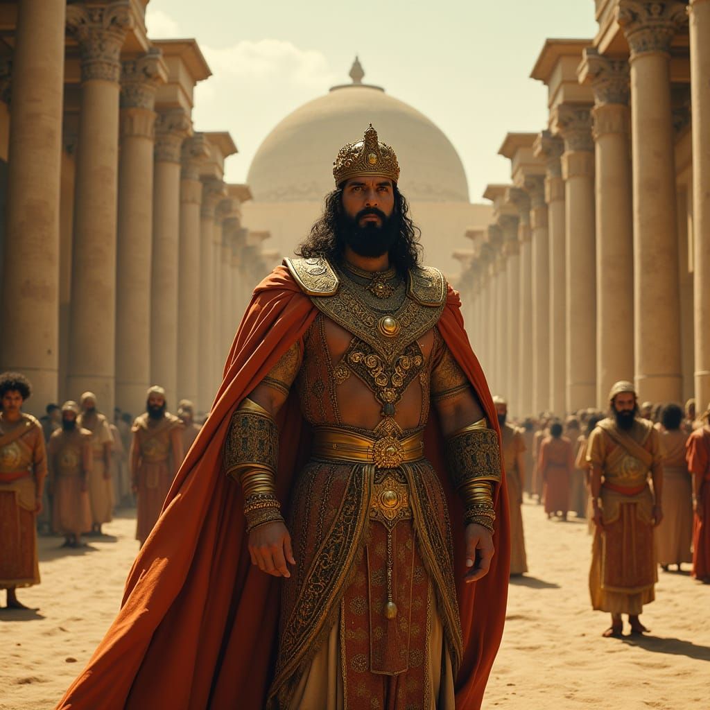Victorious Persian King in Ancient Babylon
