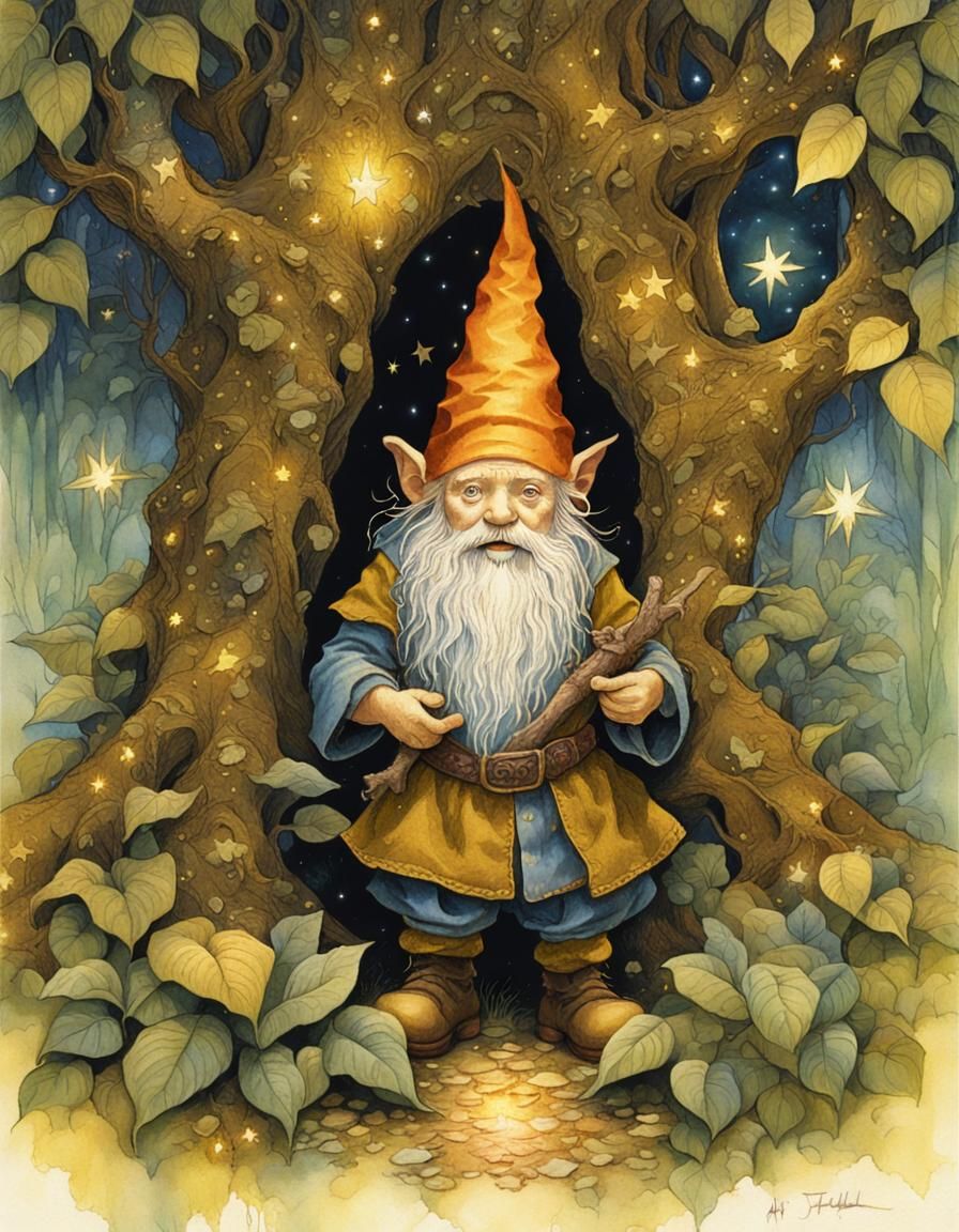 Enchanting Gnome in a Mystical Garden