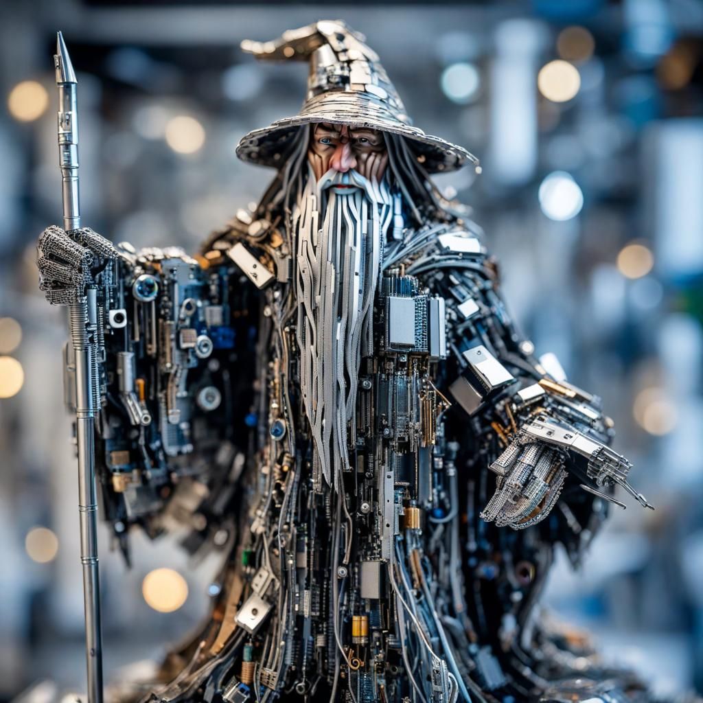 Gandalf Sculpture Made of Recycled Computer Parts